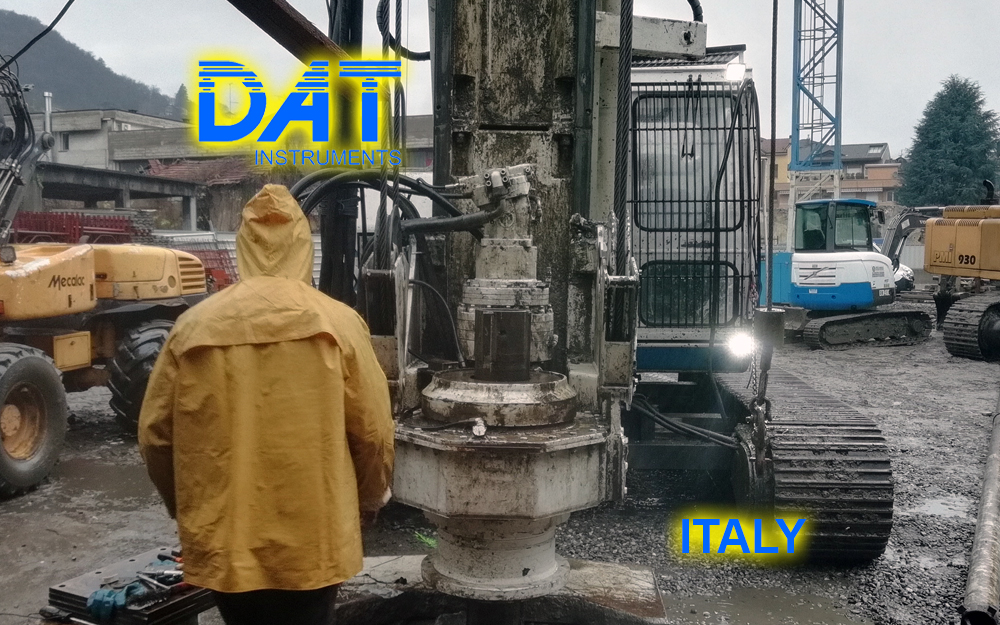 DAT instruments, DAT TinyLog, building foundations, CFA recorder, continuous flight auger recorder, data logger, data recorder, Italy 2019, building site