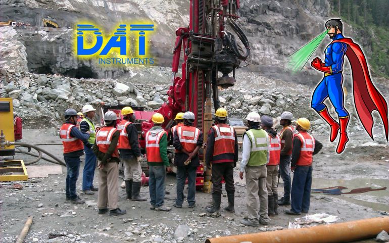 DAT instruments datalogger, drilling rig operators, DATman superhero, DATman character, X-rays