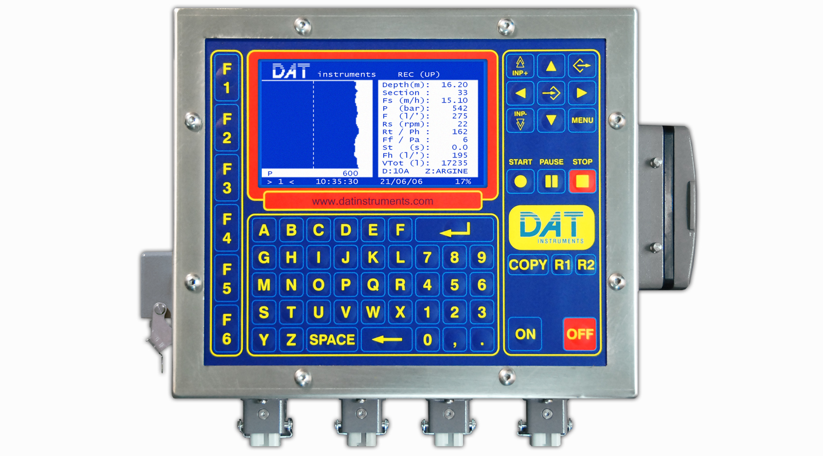 Los datalogger DAT instruments montados en todas las perforadoras