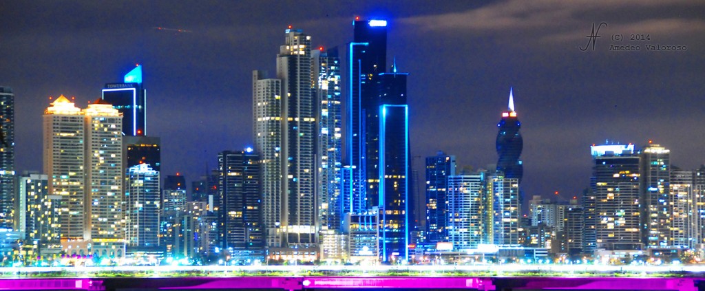 Panama City skyscrapers by night, by Amedeo Valoroso
