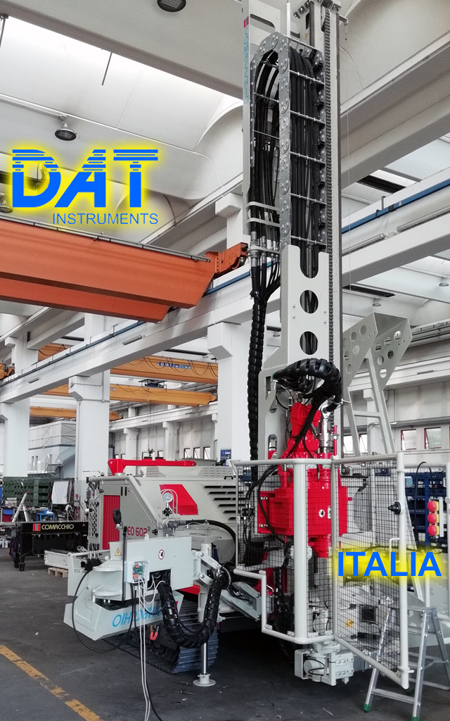 DAT instruments, datalogger, JET SDP IB, installazione in officina Comacchio, datalogger installato dal produttore di trivelle, perforazioni, dac test